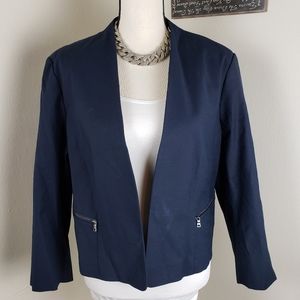Ann Taylor Navy Blue Blazer 3/4 Length Sleeve